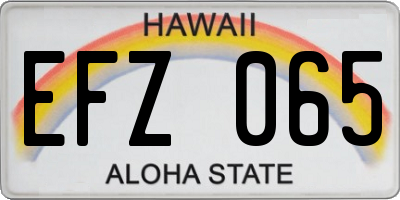 HI license plate EFZ065