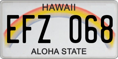 HI license plate EFZ068