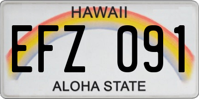 HI license plate EFZ091
