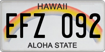 HI license plate EFZ092