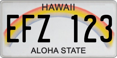 HI license plate EFZ123