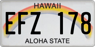 HI license plate EFZ178