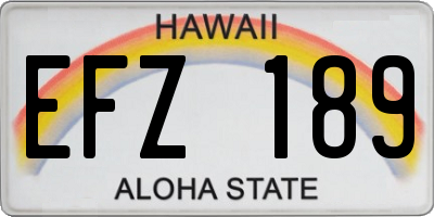 HI license plate EFZ189