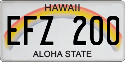 HI license plate EFZ200
