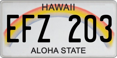 HI license plate EFZ203