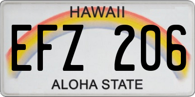 HI license plate EFZ206