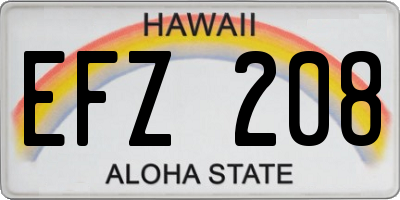 HI license plate EFZ208