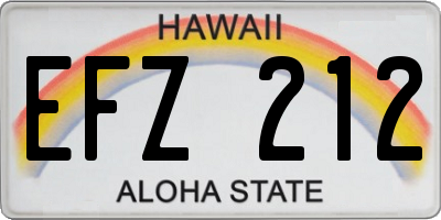 HI license plate EFZ212