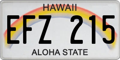 HI license plate EFZ215