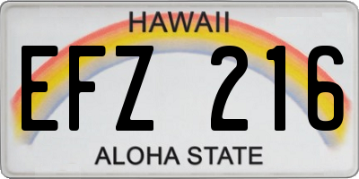HI license plate EFZ216