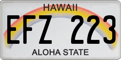 HI license plate EFZ223
