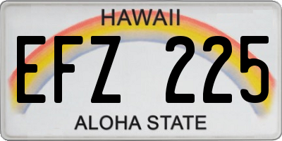 HI license plate EFZ225