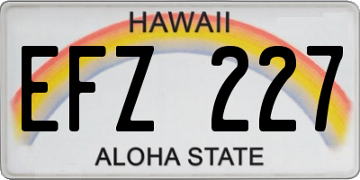 HI license plate EFZ227