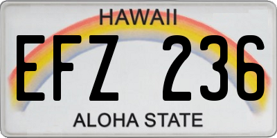 HI license plate EFZ236