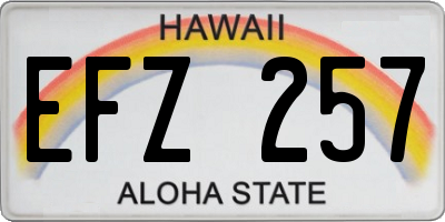 HI license plate EFZ257