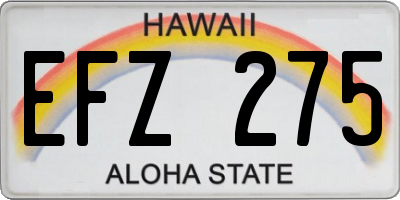 HI license plate EFZ275