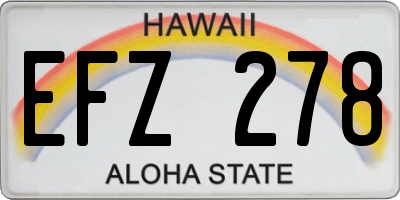 HI license plate EFZ278