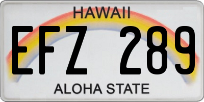 HI license plate EFZ289