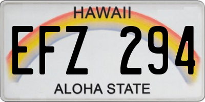 HI license plate EFZ294