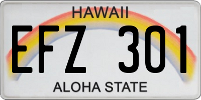 HI license plate EFZ301