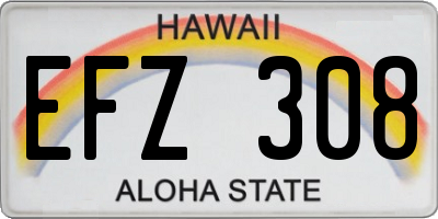 HI license plate EFZ308