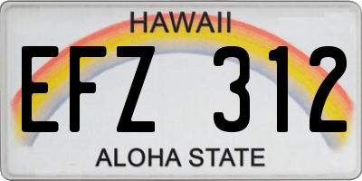 HI license plate EFZ312