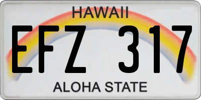 HI license plate EFZ317