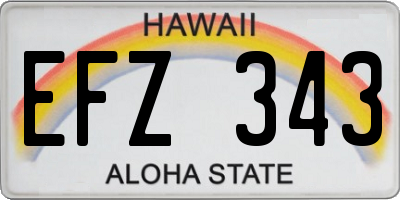 HI license plate EFZ343