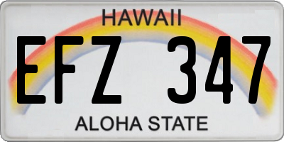 HI license plate EFZ347