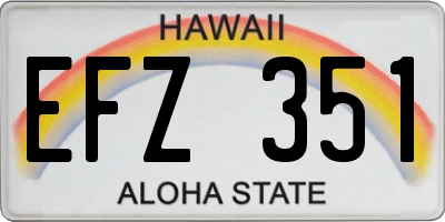 HI license plate EFZ351