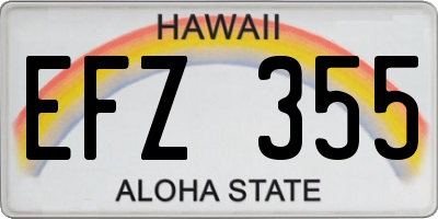 HI license plate EFZ355