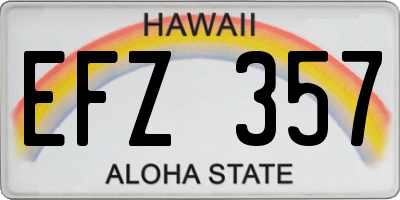 HI license plate EFZ357