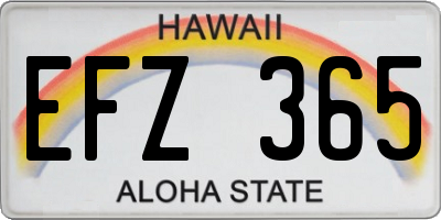 HI license plate EFZ365