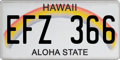 HI license plate EFZ366