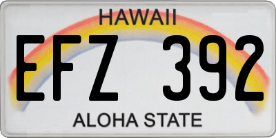 HI license plate EFZ392