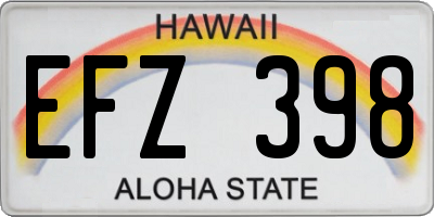HI license plate EFZ398