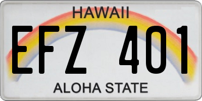 HI license plate EFZ401