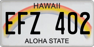 HI license plate EFZ402