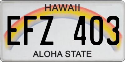 HI license plate EFZ403