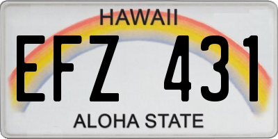 HI license plate EFZ431