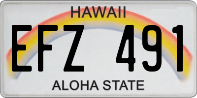 HI license plate EFZ491