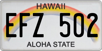 HI license plate EFZ502