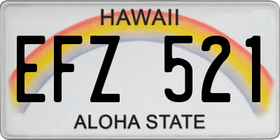 HI license plate EFZ521
