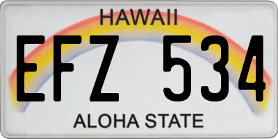 HI license plate EFZ534