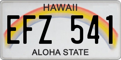 HI license plate EFZ541