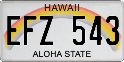 HI license plate EFZ543