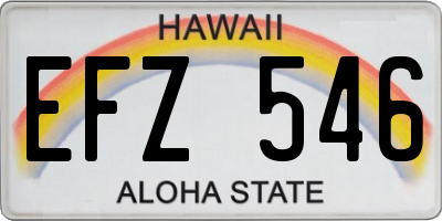 HI license plate EFZ546