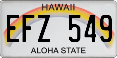 HI license plate EFZ549