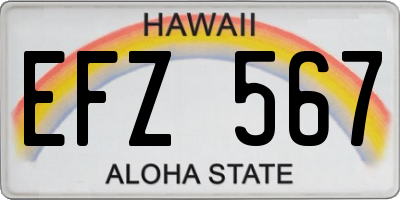 HI license plate EFZ567