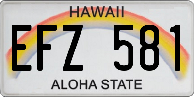 HI license plate EFZ581